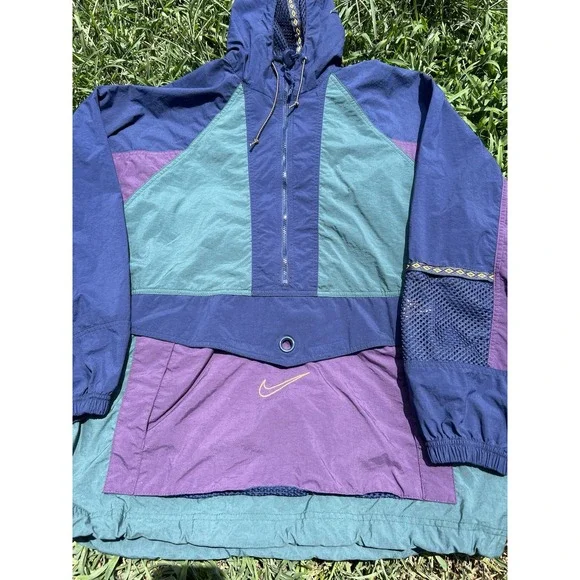 Vintage 90's Nike Color Block Anorak Parka Mens XL Windbreaker Hoodie